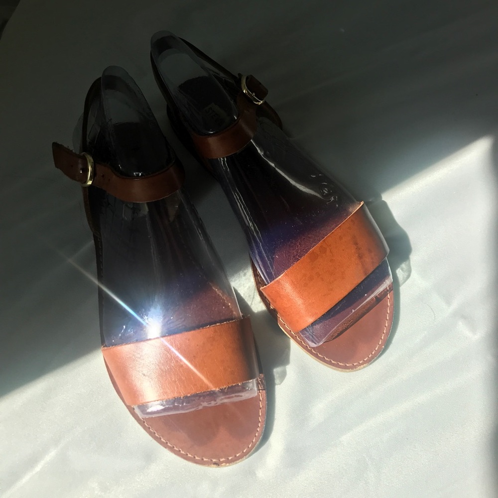 Tan Leather Slides